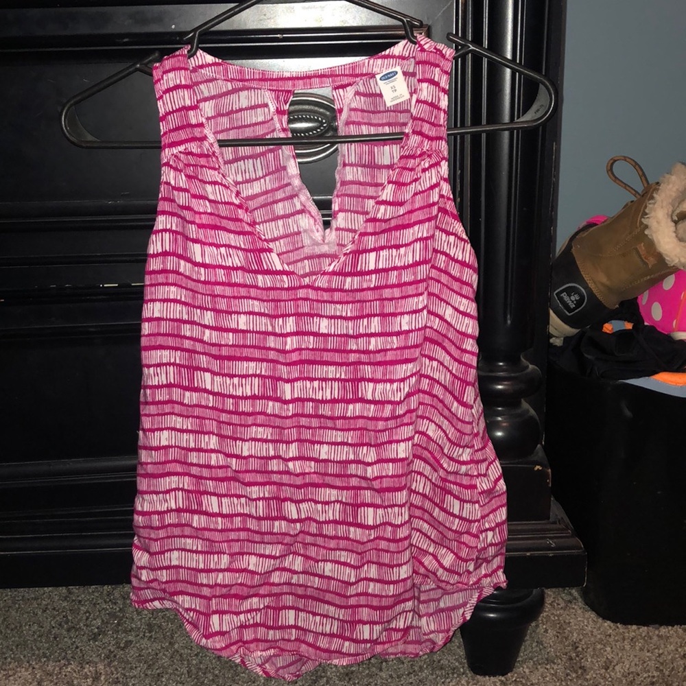 Pink and White Okd Navy Tank Blouse